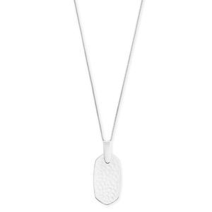 KS Inez Hammered Pendant Long Necklace in Silver